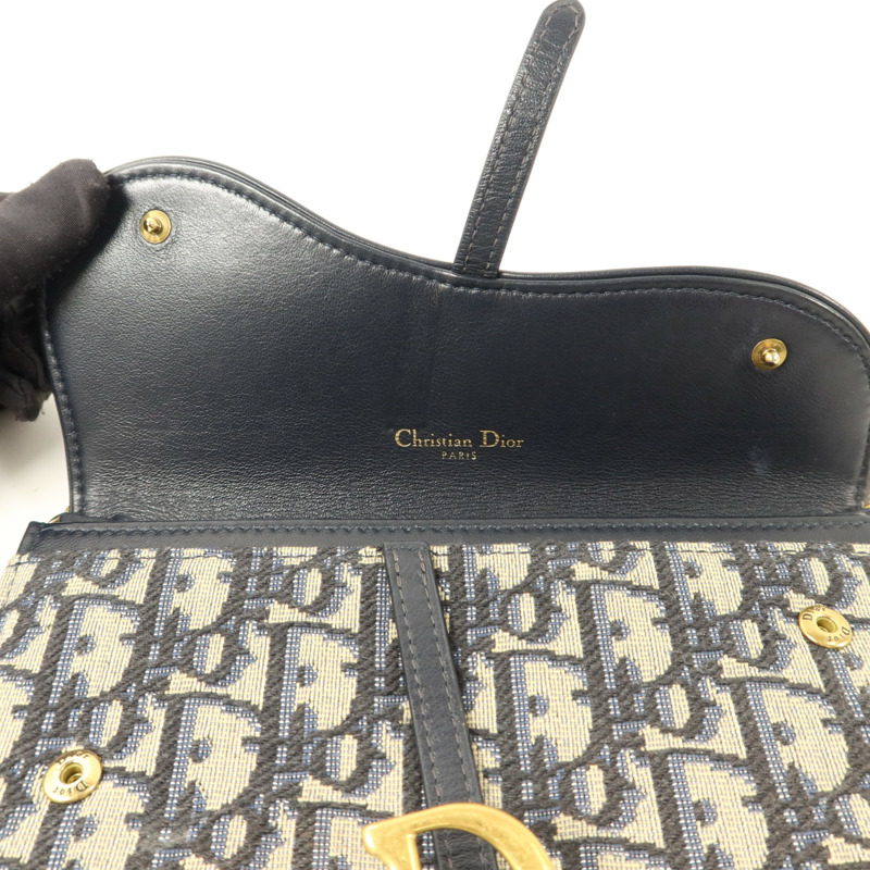 Dior 帆布Small Saddle Pouch with Chain金扣鏈帶肩背袋-11