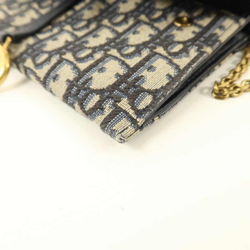 Dior 帆布Small Saddle Pouch with Chain金扣鏈帶肩背袋-12