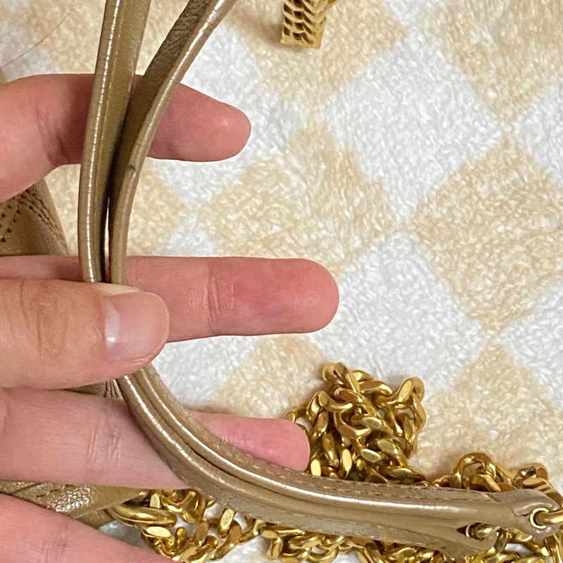 YSL奶茶色 小羊皮 BECKY WOC 菱格紋肩背包/斜背包-16