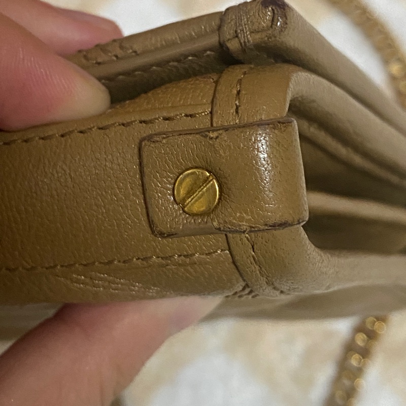 YSL奶茶色 小羊皮 BECKY WOC 菱格紋肩背包/斜背包-24