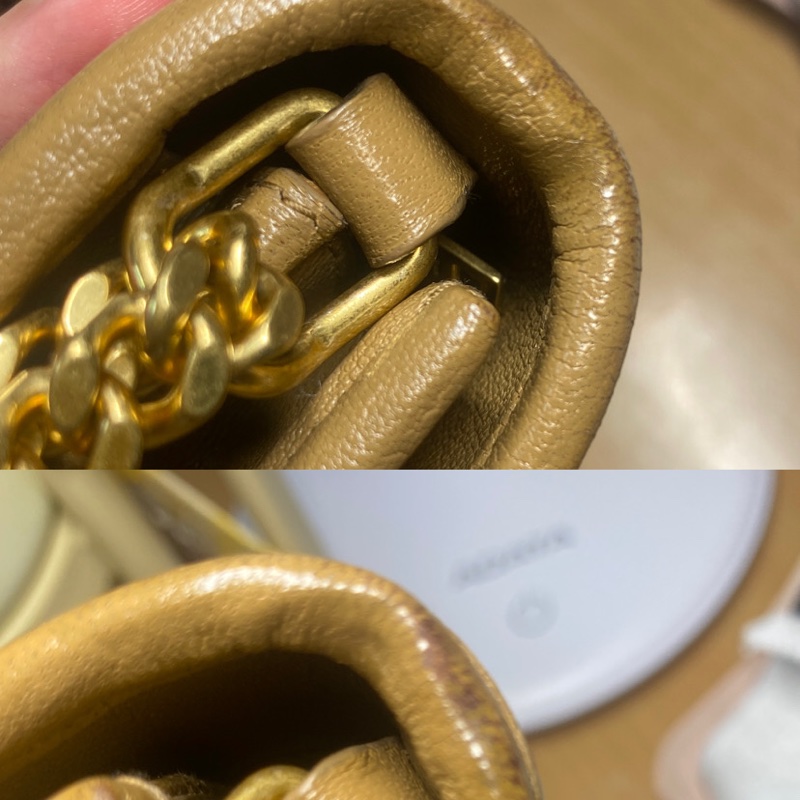(暫售)YSL奶茶色 小羊皮 BECKY WOC 菱格紋肩背包/斜背包-28
