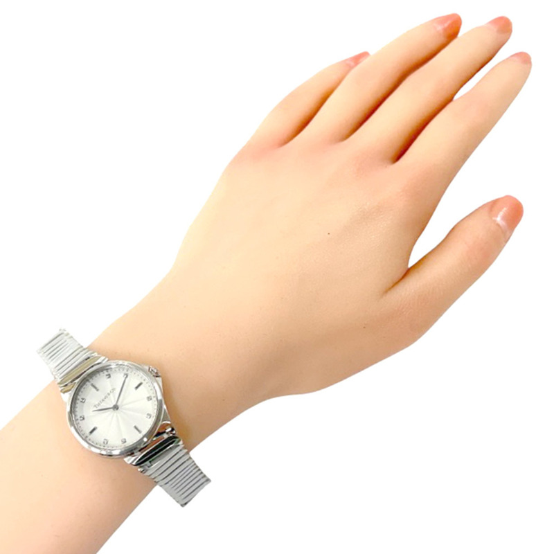 蒂芬妮 Metro 2 女士腕錶,不鏽鋼錶殼,石英機芯,型號 60874794,鑲鑽錶冠-1