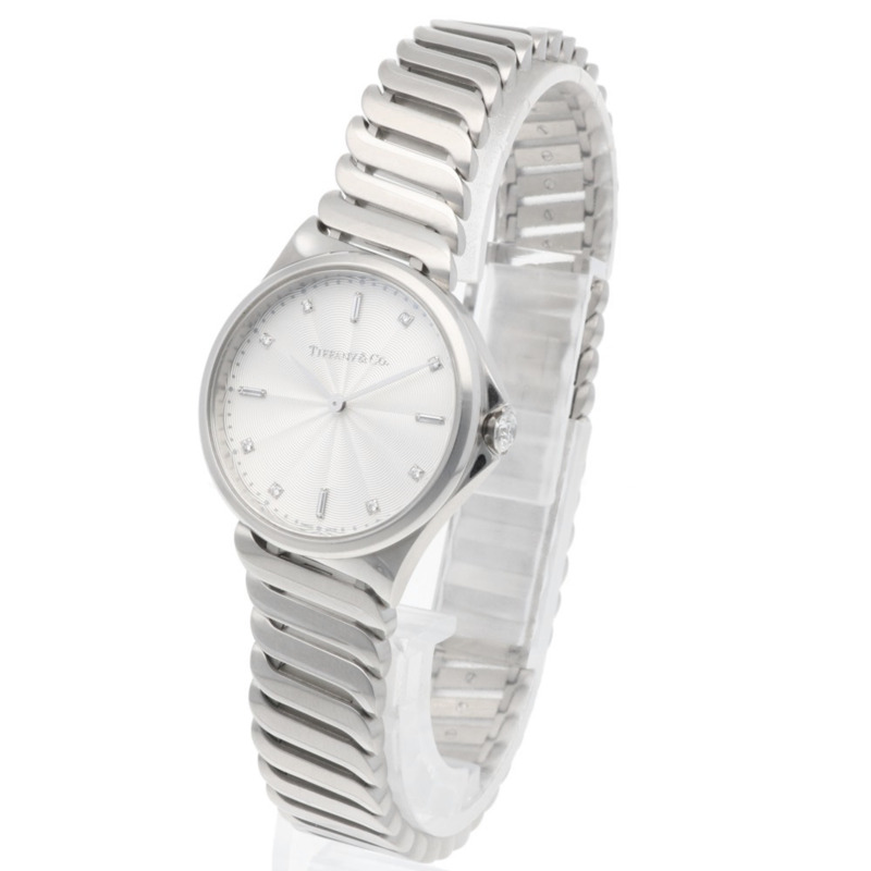 蒂芬妮 Metro 2 女士腕錶,不鏽鋼錶殼,石英機芯,型號 60874794,鑲鑽錶冠-2