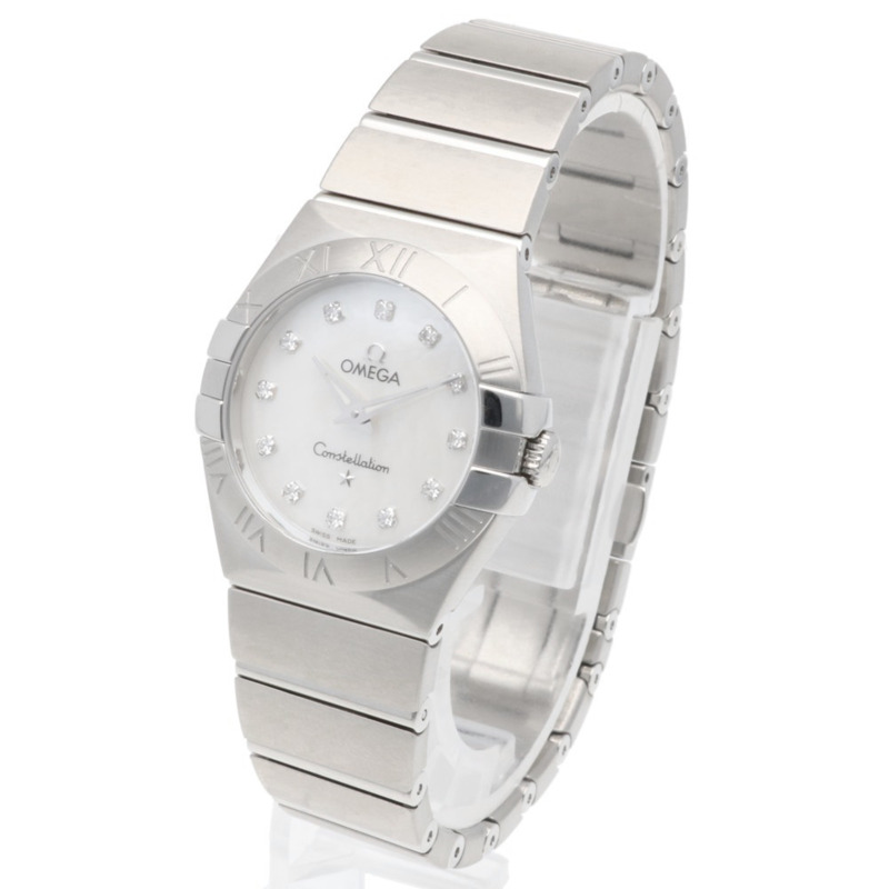 歐米茄星座腕錶，不銹鋼，石英，12P鑽石，珍珠母貝錶盤，12310276055001，女士，91283XXX。-2