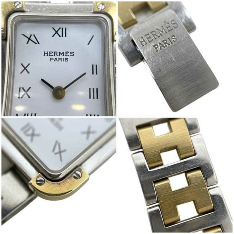 愛馬仕腕錶，Croisière系列，白色、銀色、金色，CR1.240電池供電，不銹鋼，石英機芯。-6