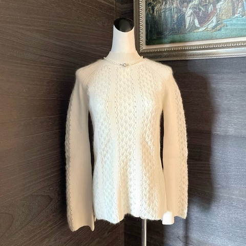 Fendi 芬迪 米白蕾絲針織毛衣/40號/99新美品