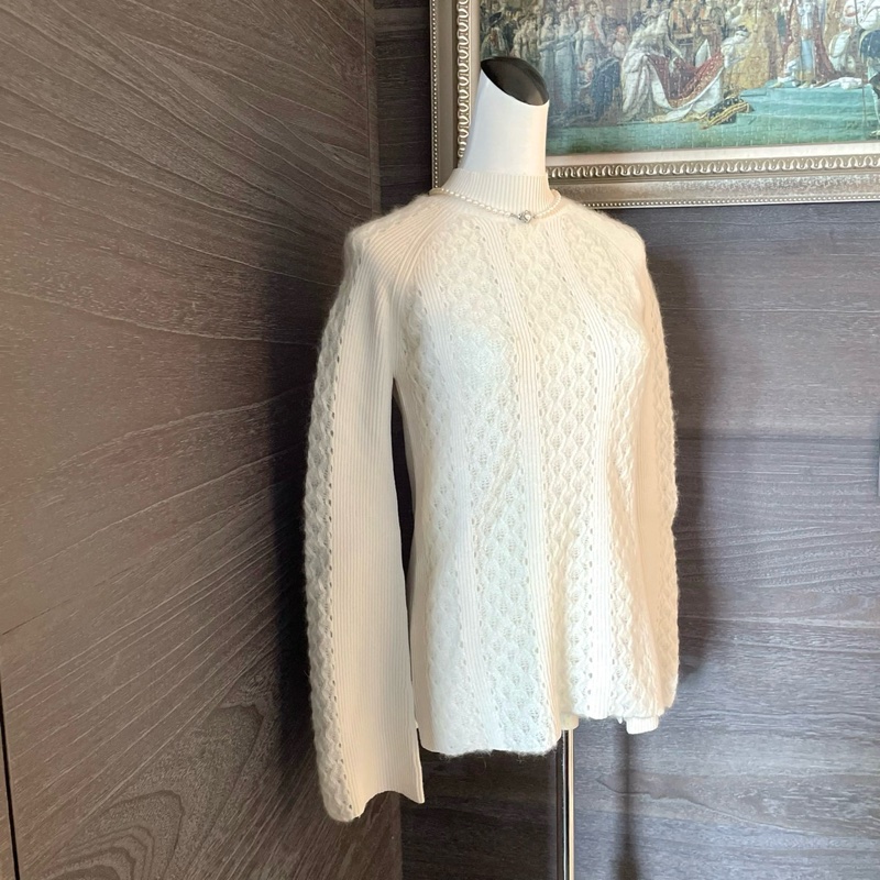 Fendi 芬迪 米白蕾絲針織毛衣/40號/99新美品-4