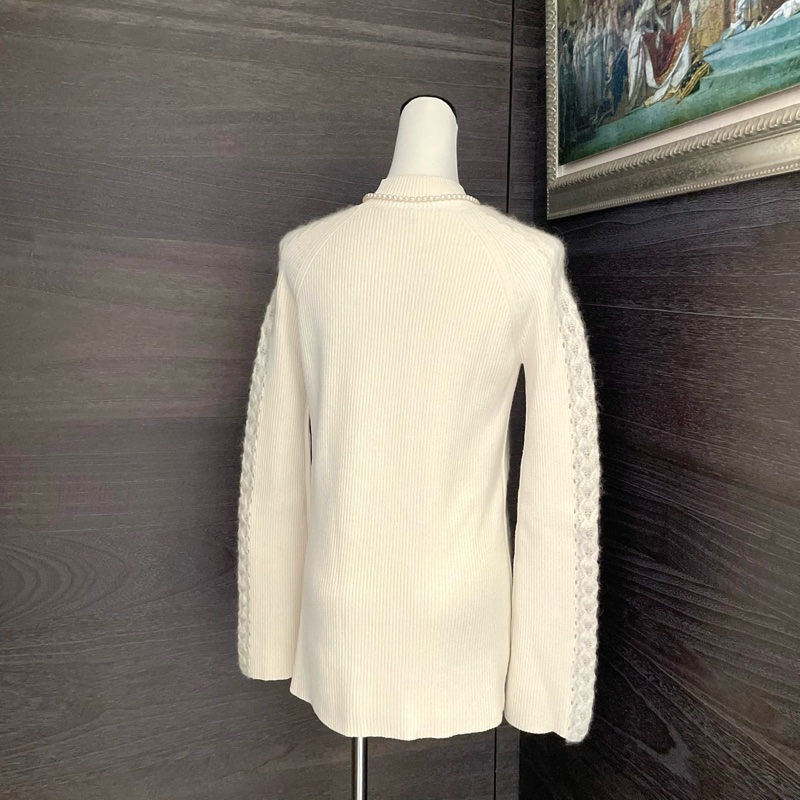 Fendi 芬迪 米白蕾絲針織毛衣/40號/99新美品-5