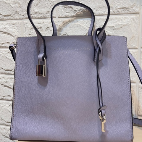 Marc Jacobs Mini Grind 荔枝紋皮革手提/斜背兩用包 (粉紫色)