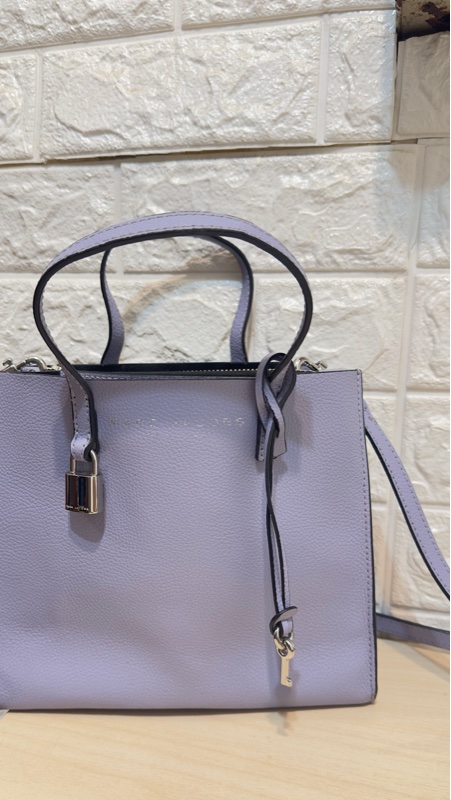 Marc Jacobs Mini Grind 荔枝紋皮革手提/斜背兩用包 (粉紫色)-1