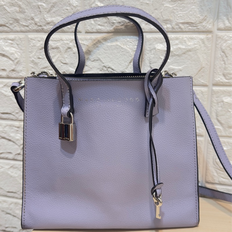 Marc Jacobs Mini Grind 荔枝紋皮革手提/斜背兩用包 (粉紫色)-7