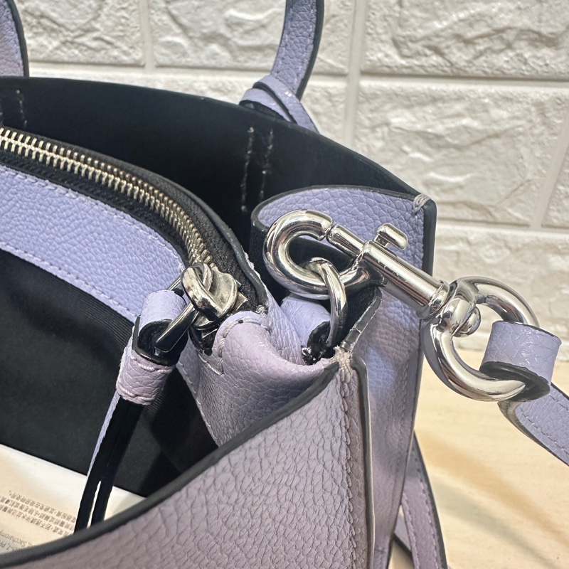 Marc Jacobs Mini Grind 荔枝紋皮革手提/斜背兩用包 (粉紫色)-13