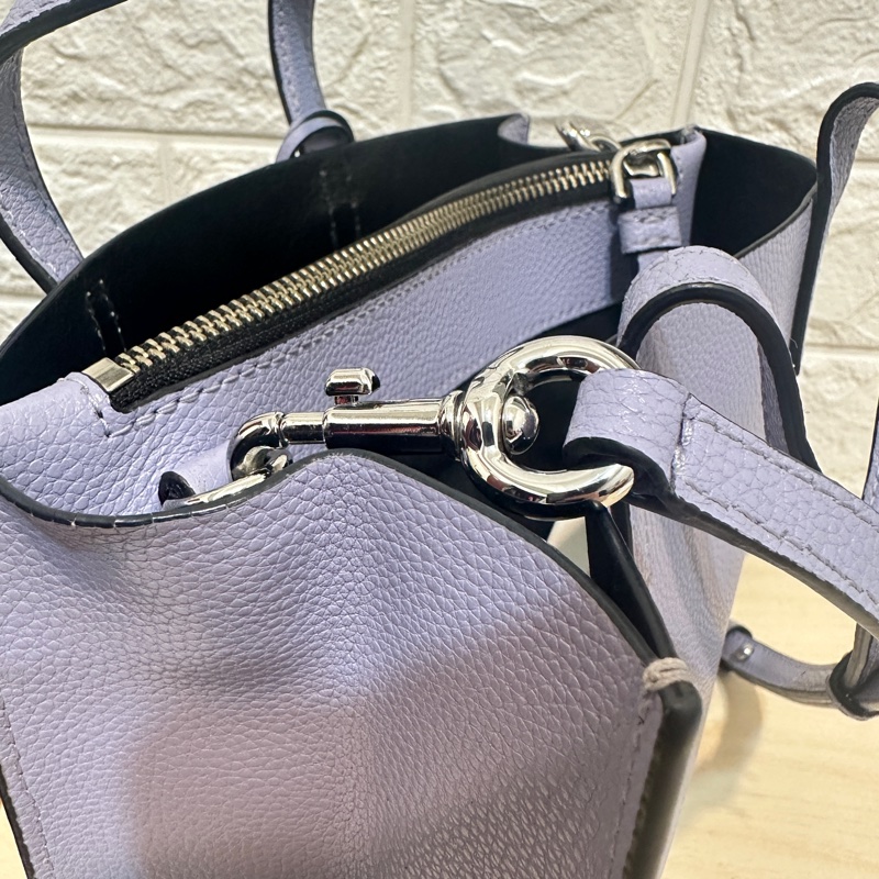 Marc Jacobs Mini Grind 荔枝紋皮革手提/斜背兩用包 (粉紫色)-14