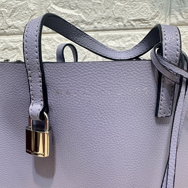 Marc Jacobs Mini Grind 荔枝紋皮革手提/斜背兩用包 (粉紫色)-8