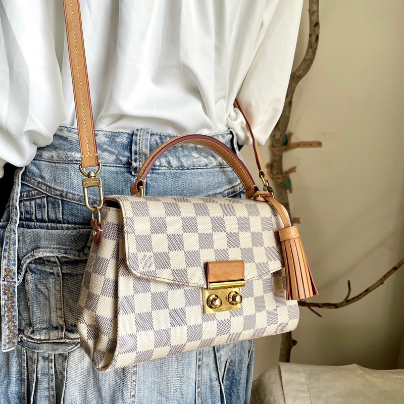 🍎優惠中🍎Louis Vuitton  馬鞍包/翻蓋包 /類Kelly凱莉包🎞LV棋盤格老花紋🎞瀟🎞手提/肩背/側背/斜背🎞正品🎞況不錯🎞🈶️原包附長背帶-0