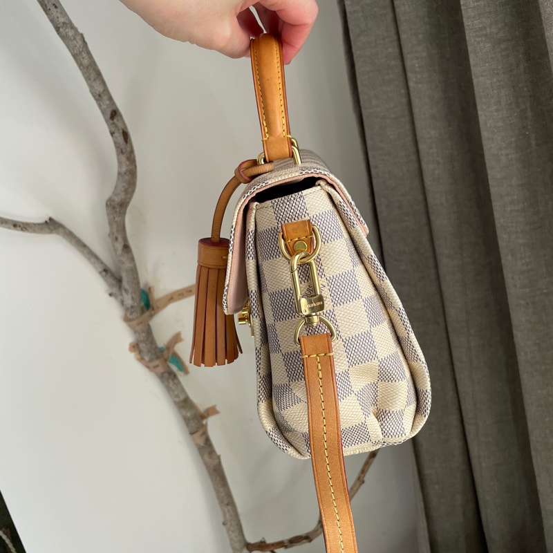 🍎優惠中🍎Louis Vuitton  馬鞍包/翻蓋包 /類Kelly凱莉包🎞LV棋盤格老花紋🎞瀟🎞手提/肩背/側背/斜背🎞正品🎞況不錯🎞🈶️原包附長背帶-4
