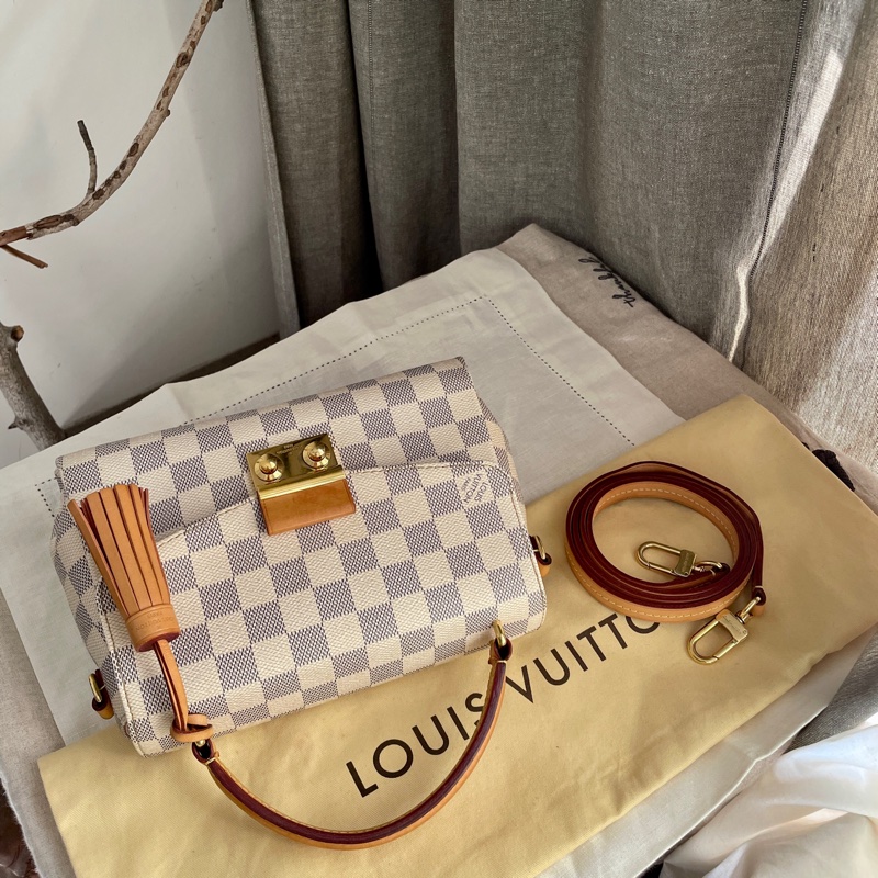 🍎優惠中🍎Louis Vuitton  馬鞍包/翻蓋包 /類Kelly凱莉包🎞LV棋盤格老花紋🎞瀟🎞手提/肩背/側背/斜背🎞正品🎞況不錯🎞🈶️原包附長背帶-6
