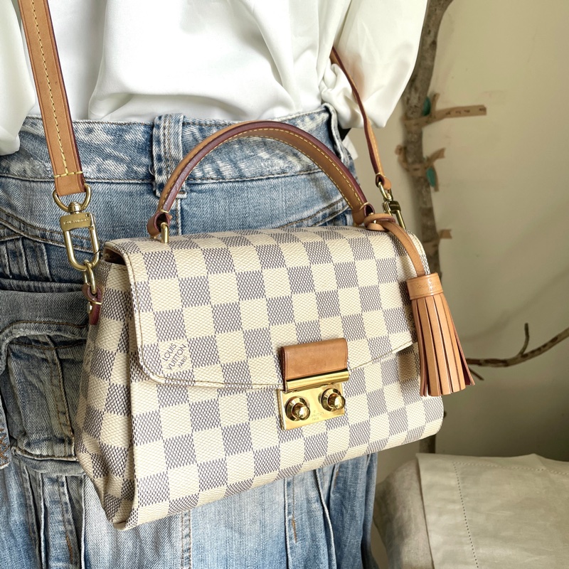 🍎優惠中🍎Louis Vuitton  馬鞍包/翻蓋包 /類Kelly凱莉包🎞LV棋盤格老花紋🎞瀟🎞手提/肩背/側背/斜背🎞正品🎞況不錯🎞🈶️原包附長背帶-8