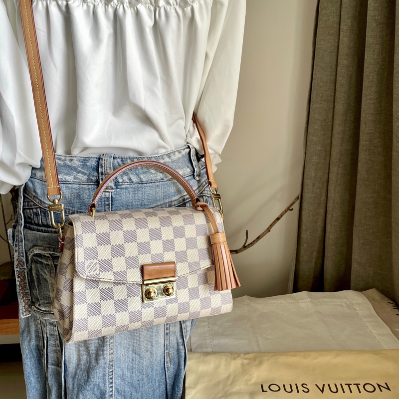🍎優惠中🍎Louis Vuitton  馬鞍包/翻蓋包 /類Kelly凱莉包🎞LV棋盤格老花紋🎞瀟🎞手提/肩背/側背/斜背🎞正品🎞況不錯🎞🈶️原包附長背帶-9