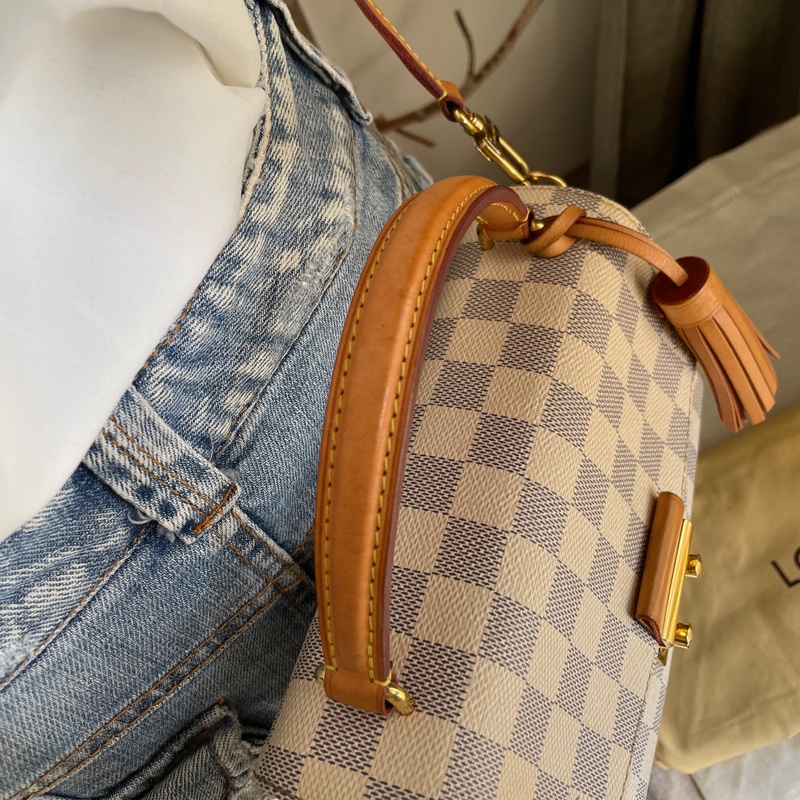 🍎優惠中🍎Louis Vuitton  馬鞍包/翻蓋包 /類Kelly凱莉包🎞LV棋盤格老花紋🎞瀟🎞手提/肩背/側背/斜背🎞正品🎞況不錯🎞🈶️原包附長背帶-10