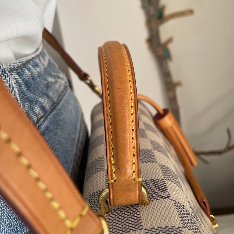 🍎優惠中🍎Louis Vuitton  馬鞍包/翻蓋包 /類Kelly凱莉包🎞LV棋盤格老花紋🎞瀟🎞手提/肩背/側背/斜背🎞正品🎞況不錯🎞🈶️原包附長背帶-14