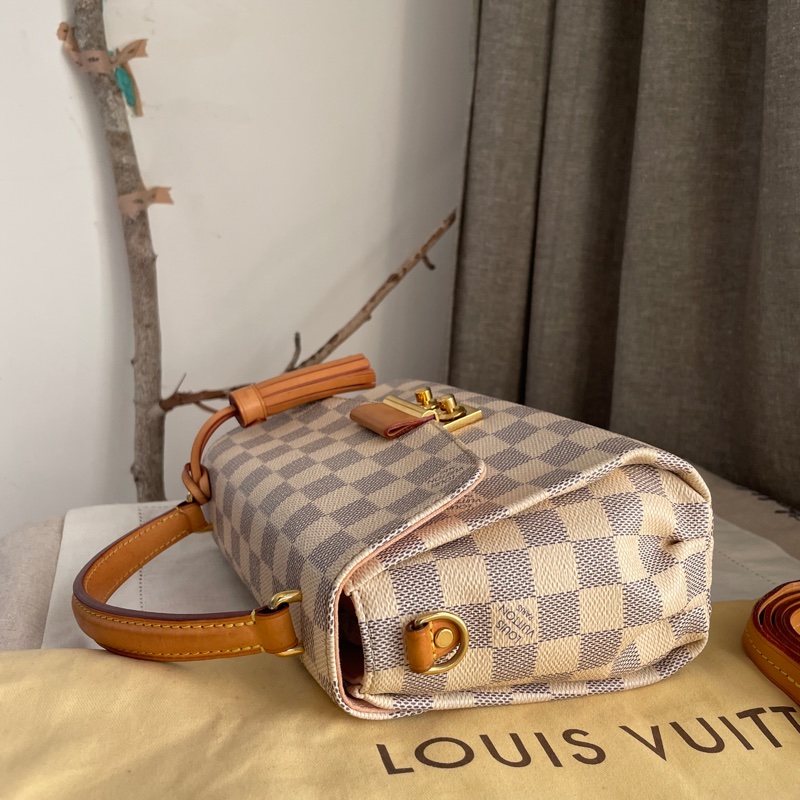 🍎優惠中🍎Louis Vuitton  馬鞍包/翻蓋包 /類Kelly凱莉包🎞LV棋盤格老花紋🎞瀟🎞手提/肩背/側背/斜背🎞正品🎞況不錯🎞🈶️原包附長背帶-25