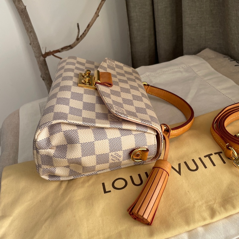 🍎優惠中🍎Louis Vuitton  馬鞍包/翻蓋包 /類Kelly凱莉包🎞LV棋盤格老花紋🎞瀟🎞手提/肩背/側背/斜背🎞正品🎞況不錯🎞🈶️原包附長背帶-27