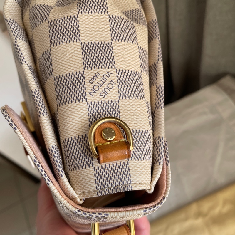 🍎優惠中🍎Louis Vuitton  馬鞍包/翻蓋包 /類Kelly凱莉包🎞LV棋盤格老花紋🎞瀟🎞手提/肩背/側背/斜背🎞正品🎞況不錯🎞🈶️原包附長背帶-38