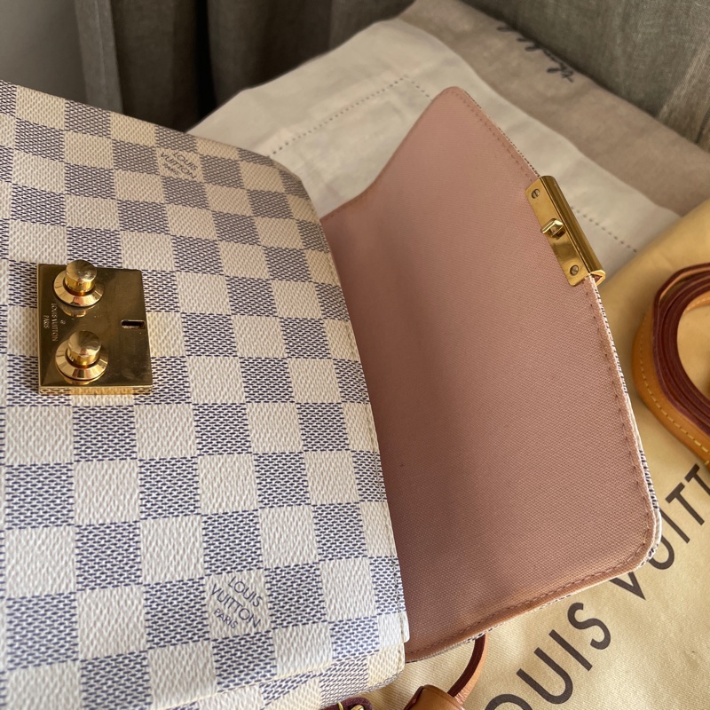 🍎優惠中🍎Louis Vuitton  馬鞍包/翻蓋包 /類Kelly凱莉包🎞LV棋盤格老花紋🎞瀟🎞手提/肩背/側背/斜背🎞正品🎞況不錯🎞🈶️原包附長背帶-40