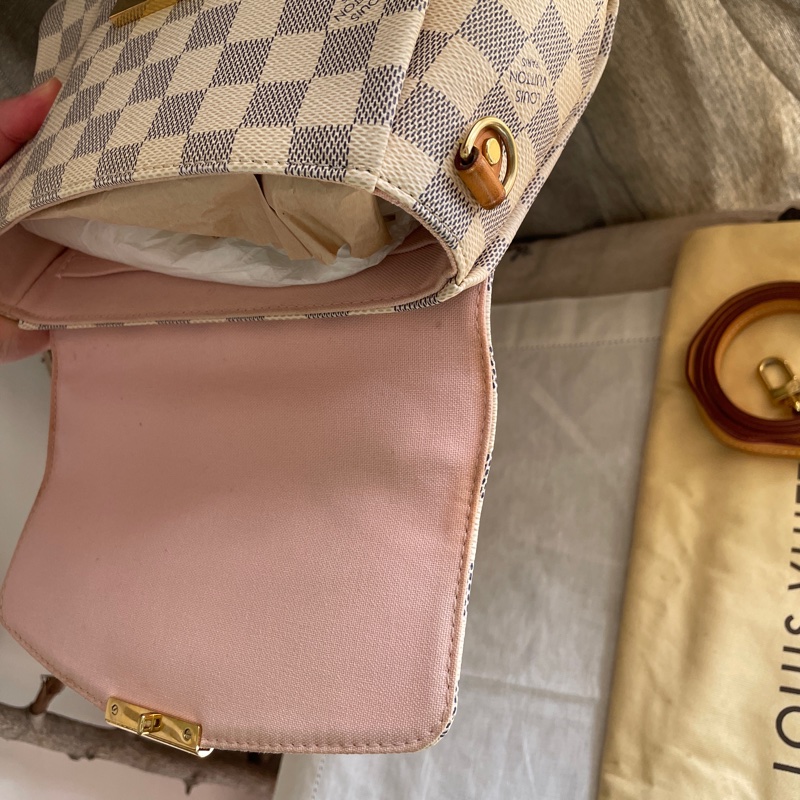 🍎優惠中🍎Louis Vuitton  馬鞍包/翻蓋包 /類Kelly凱莉包🎞LV棋盤格老花紋🎞瀟🎞手提/肩背/側背/斜背🎞正品🎞況不錯🎞🈶️原包附長背帶-43