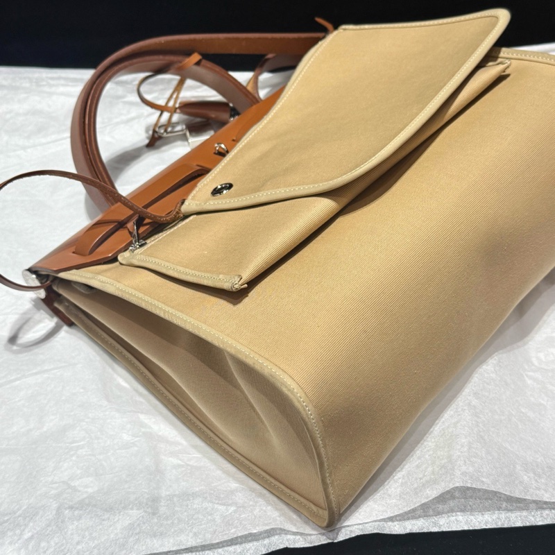 愛馬仕Hermes herbag 31 卡其色 外縫線-4