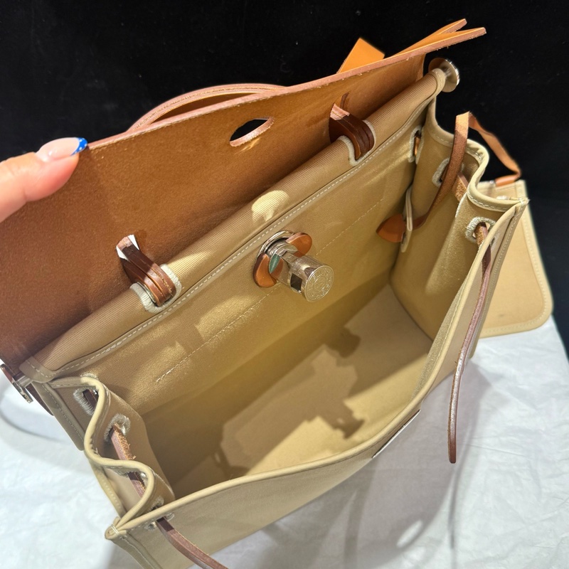 愛馬仕Hermes herbag 31 卡其色 外縫線-5