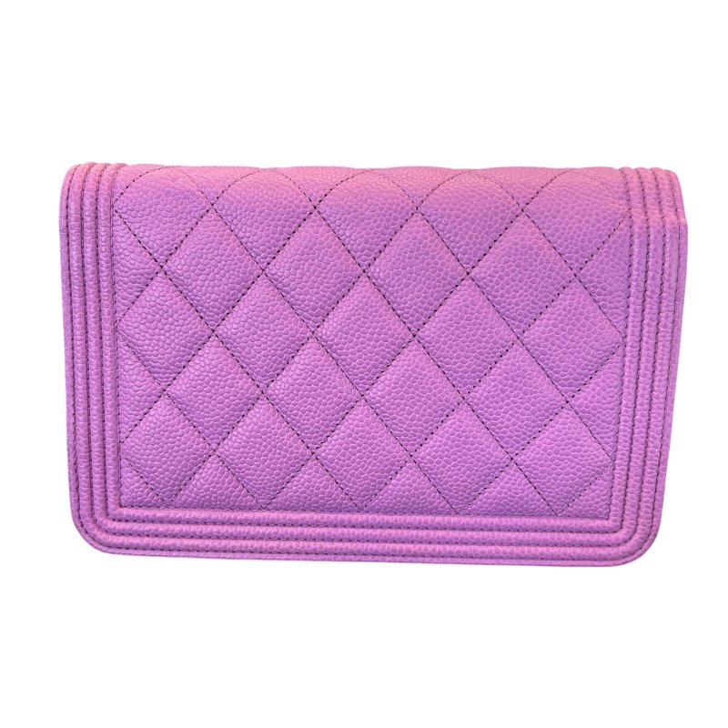 CHANEL紫色荔枝紋woc鍊包-1