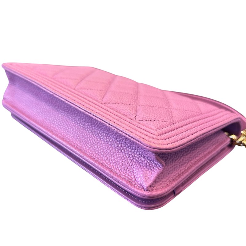 CHANEL紫色荔枝紋woc鍊包-3