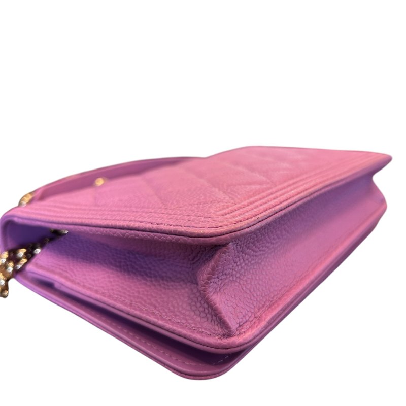 CHANEL紫色荔枝紋woc鍊包-4