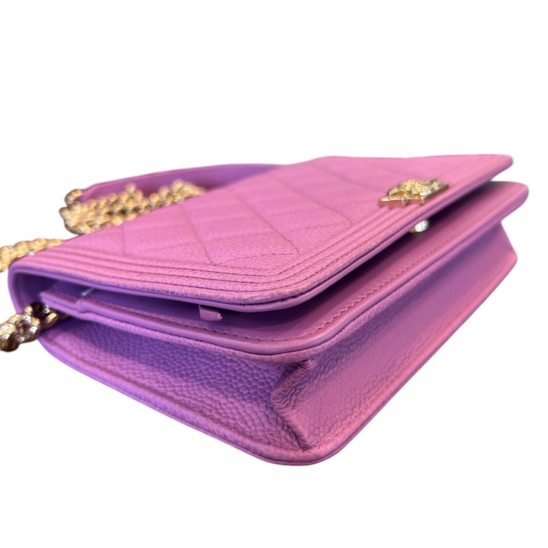 CHANEL紫色荔枝紋woc鍊包-6