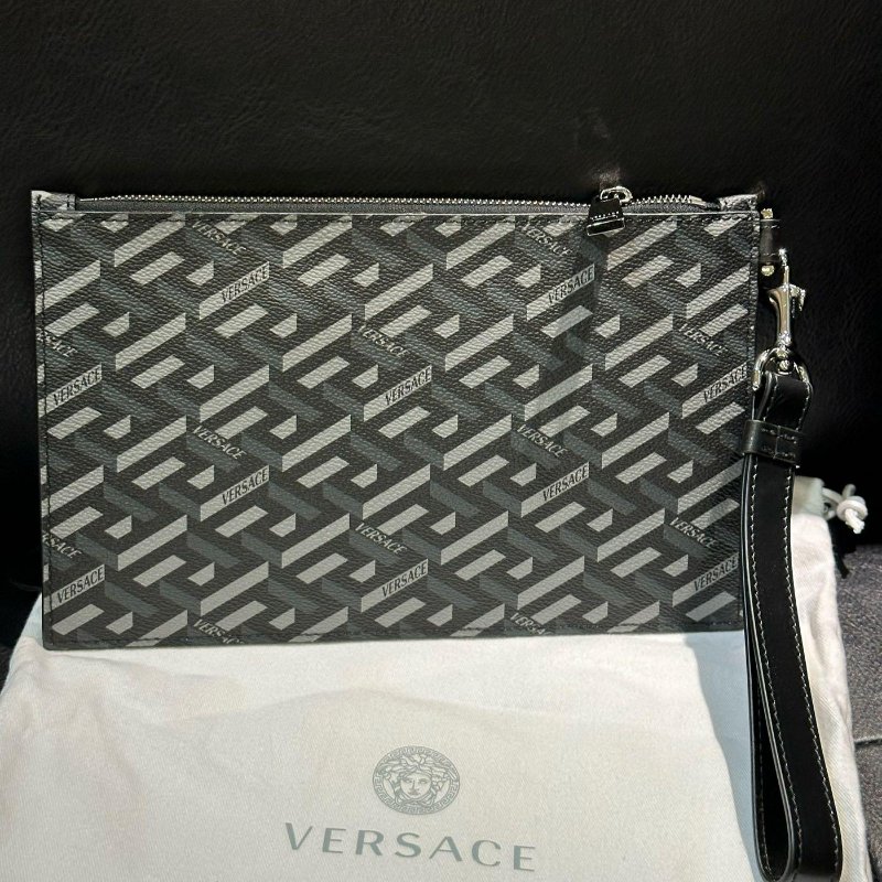 💎Han's house精品服飾💎VERSACE 凡賽斯 女神頭 頂級黑牌 25X17 手拿包-6