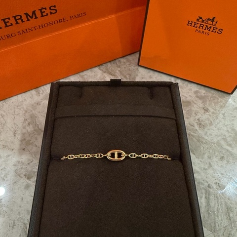 愛馬仕 Hermes Farandole 豬鼻 手鍊 玫瑰金 XS