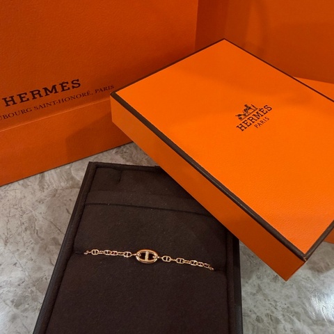 愛馬仕 Hermes Farandole 豬鼻 手鍊 玫瑰金 XS