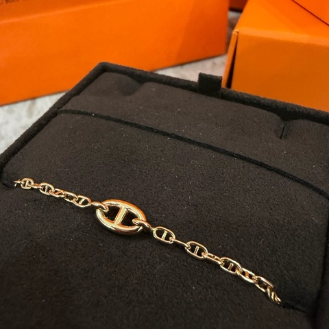 愛馬仕 Hermes Farandole 豬鼻 手鍊 玫瑰金 XS