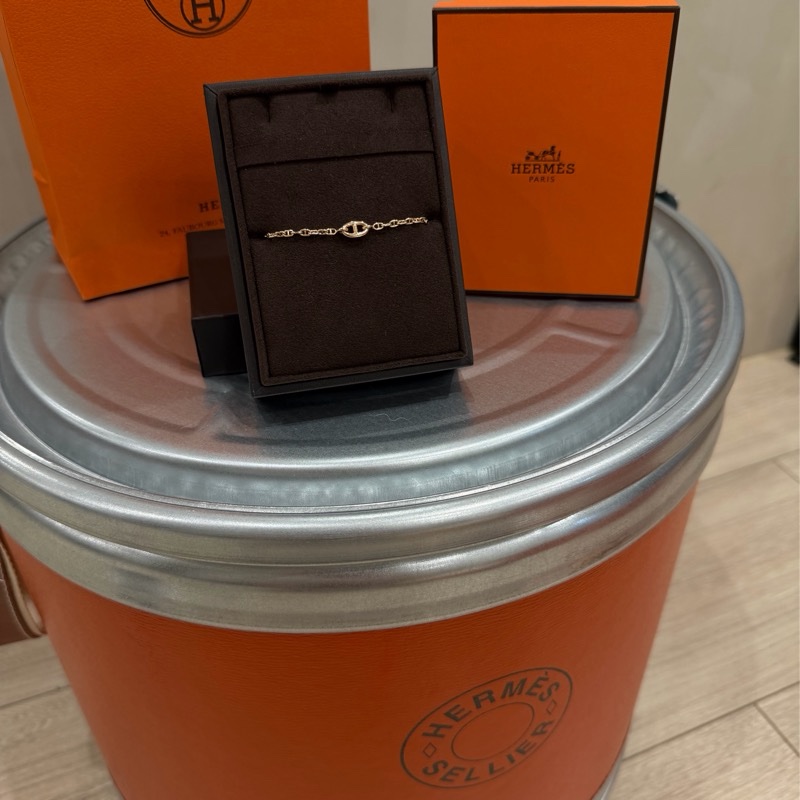 愛馬仕 Hermes Farandole 豬鼻 手鍊 玫瑰金 XS-4