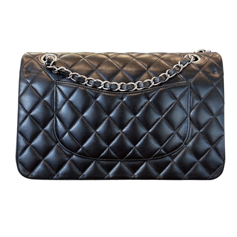 CHANEL黑銀羊皮CF25肩背包-1