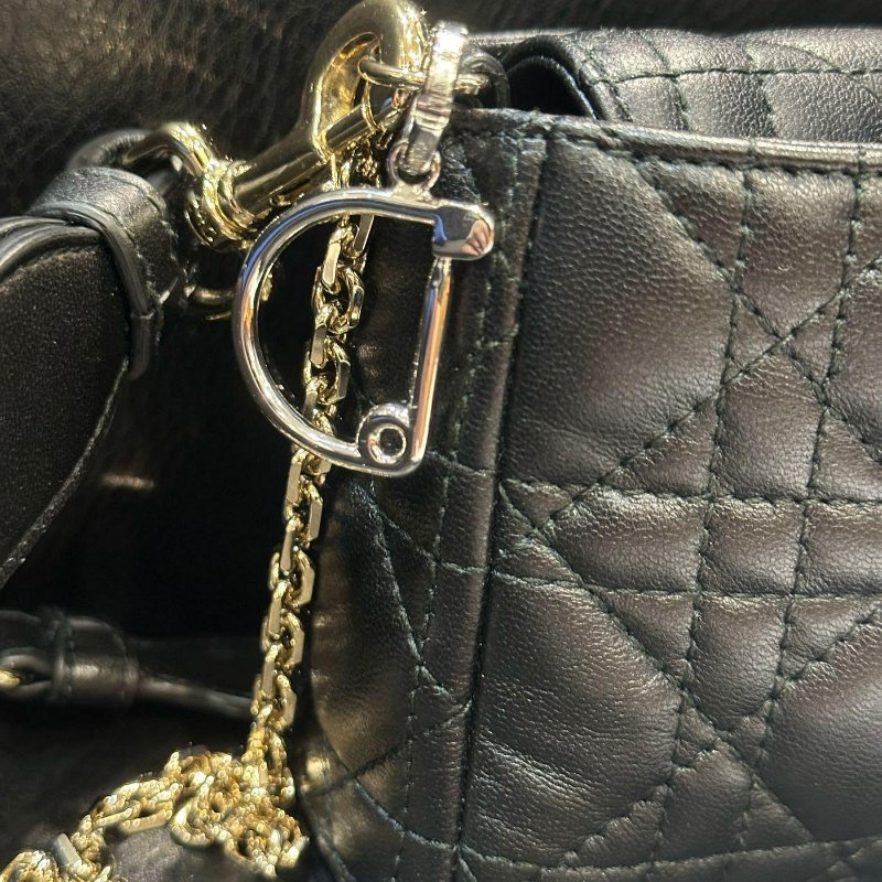 💎Han's house精品服飾💎DIOR 迪奧 LADY 小羊皮 紋理皮革 迷你 兩用 手拿包 斜背包 10X18X5cm-8