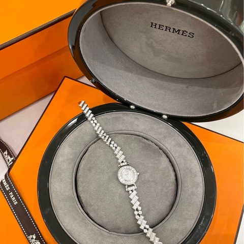 Hermes爱马仕 高定珠宝 faubourg福宝 白金满钻腕表