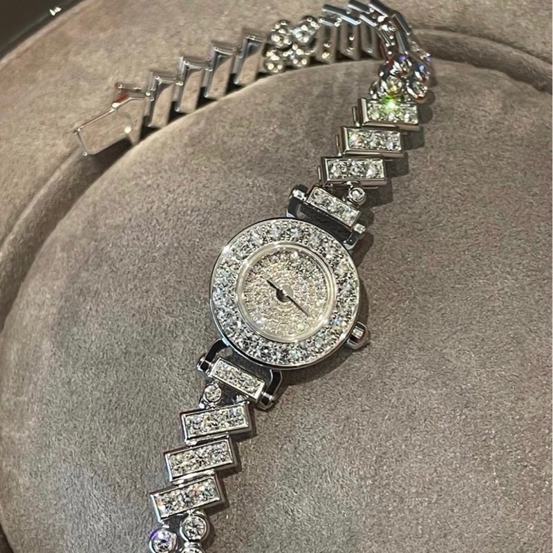 Hermes爱马仕 高定珠宝 faubourg福宝 白金满钻腕表-1