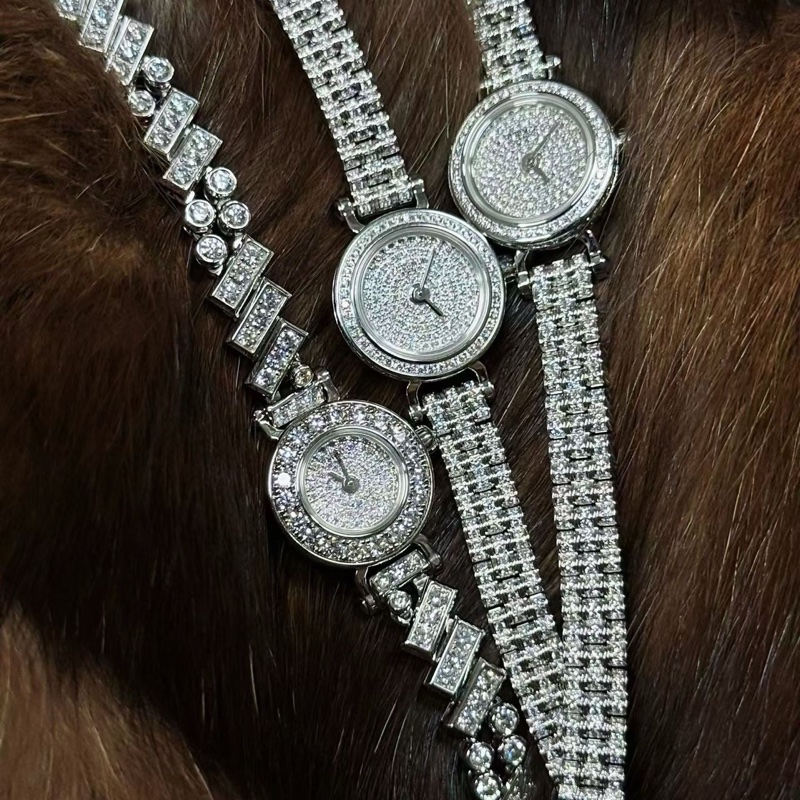 Hermes爱马仕 高定珠宝 faubourg福宝 白金满钻腕表-2