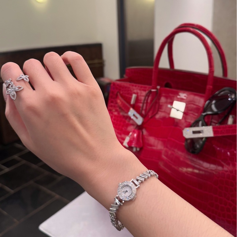 Hermes爱马仕 高定珠宝 faubourg福宝 白金满钻腕表-4