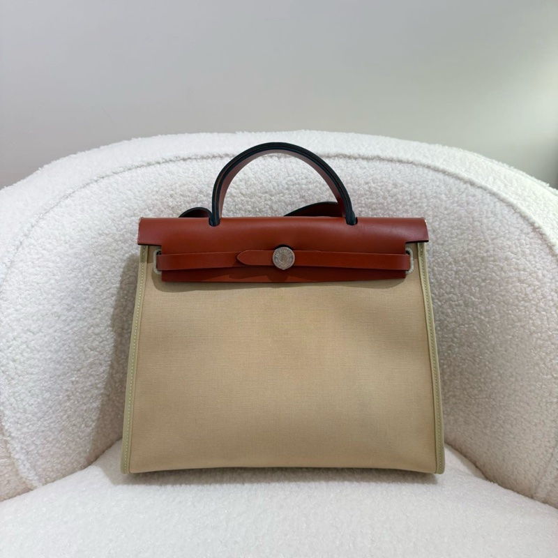 Hermes愛馬仕herbag 31 米棕色銀扣-1