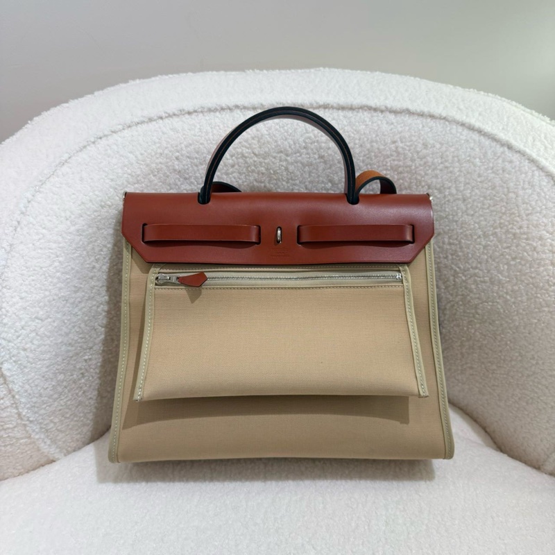 Hermes愛馬仕herbag 31 米棕色銀扣-2