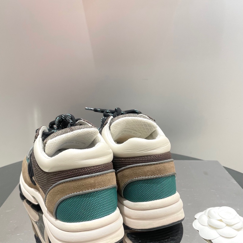 CHANEL香奈儿 咖色拼蓝色低帮运动鞋-2